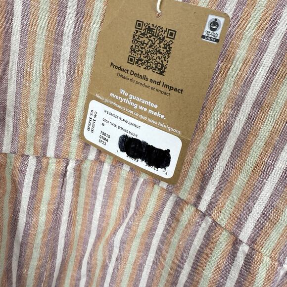 Patagonia Sleeveless Jumpsuit XS Garden Island Evening Mauve Striped Hemp NWT - Picture 10 of 15
